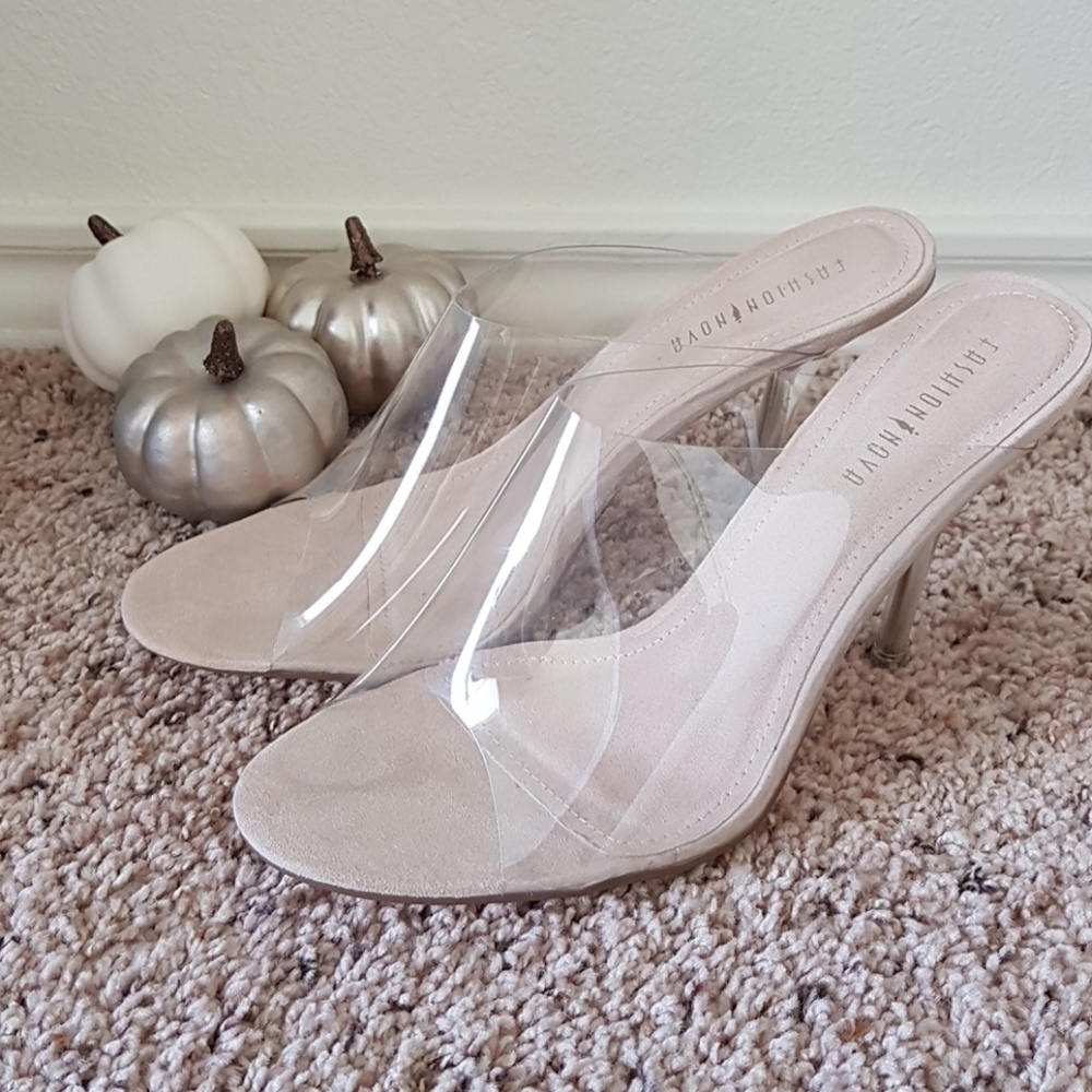 Fashion Nova transparent perspex heels size 8,5